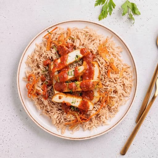 دجاج مضبي مجمد مع أرز بشوار